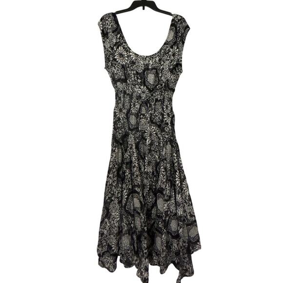 Grace Elements Black & White Cotton Milkmaid Asymmetrical Layered Midi Dress M - Picture 4 of 13